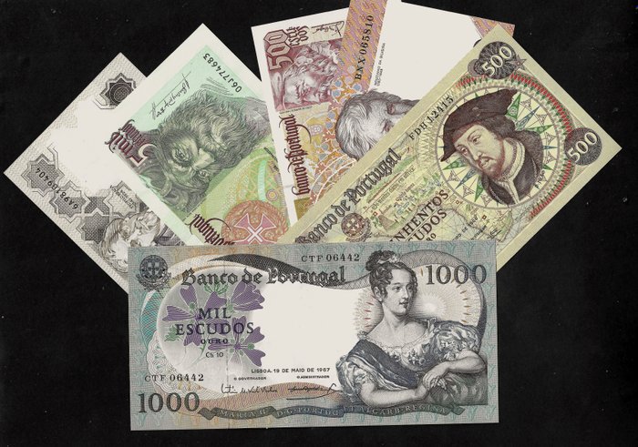 Portugal. - 6 banknotes - various dates  (Ingen mindstepris)