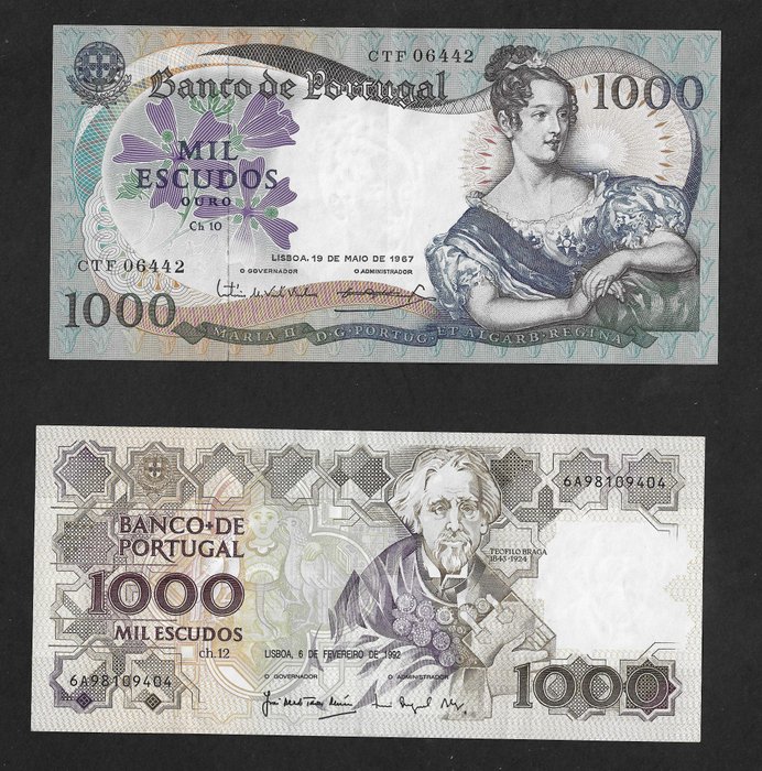 Portugal. - 6 banknotes - various dates  (Ingen mindstepris)