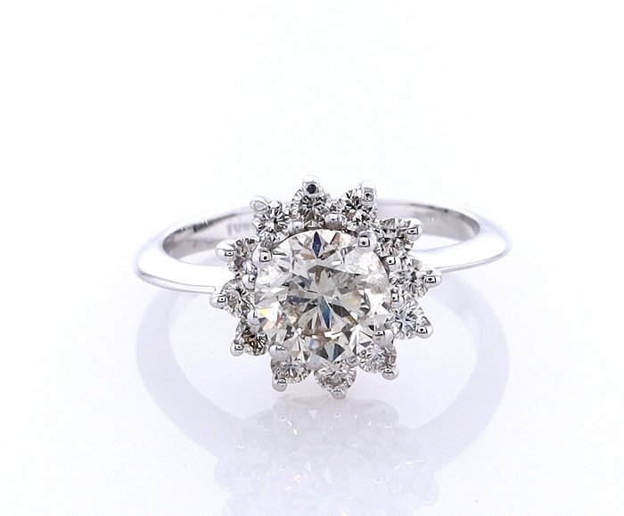 Ring - 14 karat Hvidguld -  1.36ct. tw. Diamant (Naturfarvet) - Diamant