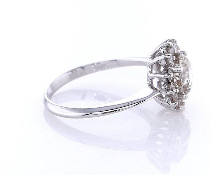 Ring - 14 karat Hvidguld -  1.36ct. tw. Diamant (Naturfarvet) - Diamant