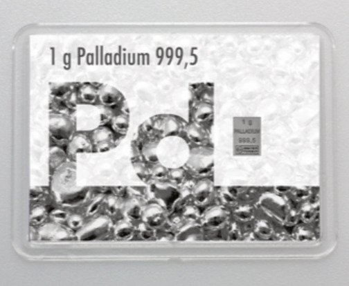 1 gram - Palladium - Valcambi - Med certifikat  (Ingen mindstepris)