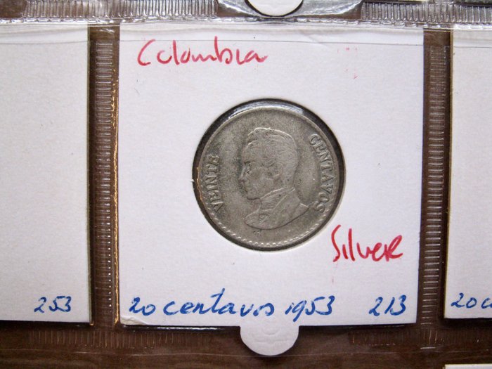 Colombia. Type Collection with 55 different coins 1935-1996 including 3x silver  (Ingen mindstepris)