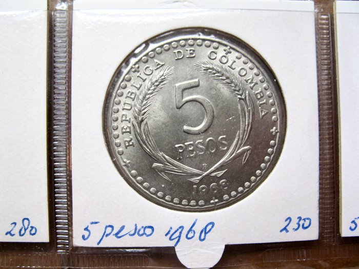 Colombia. Type Collection with 55 different coins 1935-1996 including 3x silver  (Ingen mindstepris)