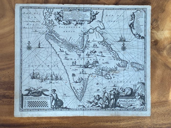 America - Sydamerika / Magellan-strædet / Tierra del Fuego / Argentina / Chile; Joannes Jansson - Tabula Magellanica qua tierrae del Fuego - 1661-1680