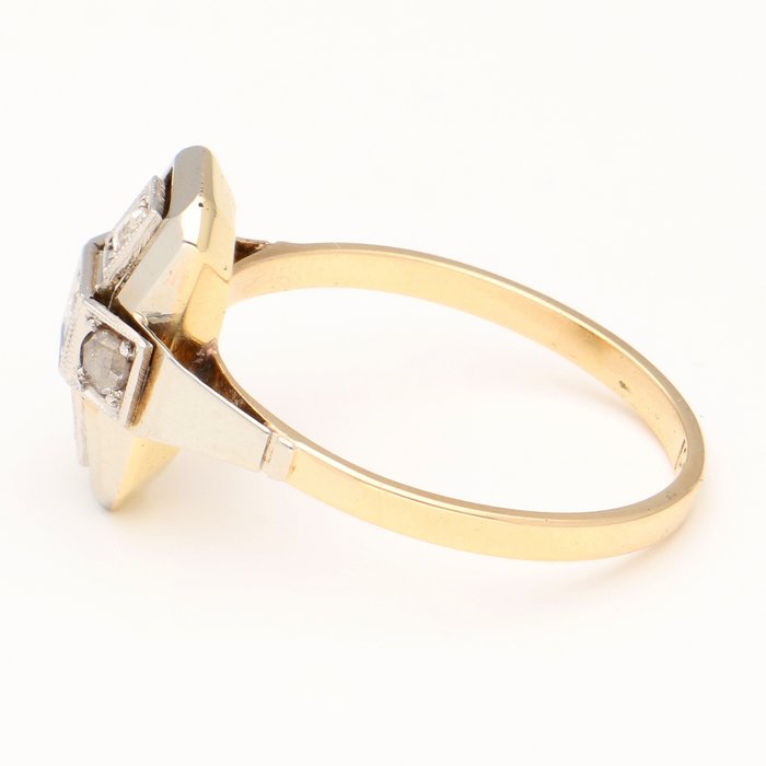 Ingen mindstepris - Ring - 18 kraat Gulguld, Hvidguld Diamant (Natur)