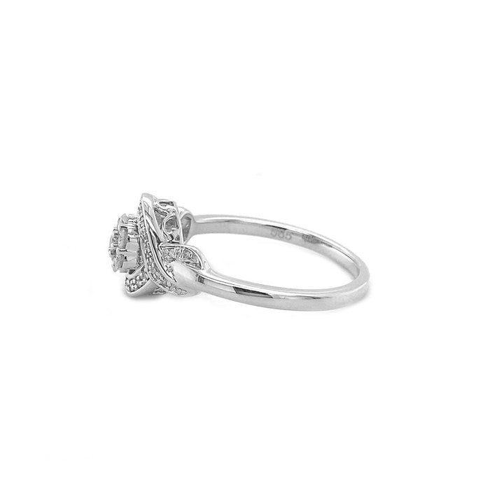 Ring - 14 karat Hvidguld -  022ct tw Diamant (Natur)