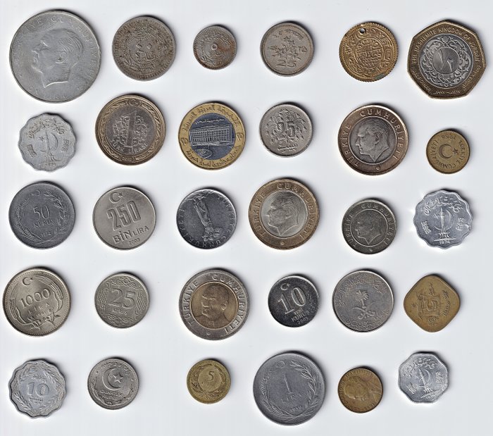 Tyrkiet. 1911-2014, Mixed lot of 30 coins and tokens with history (including aluminum)  (Ingen mindstepris)