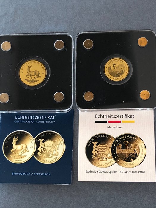 Tchad. 3000 Francs 2019/2020 Springbok + 30 Jahre Mauerfall, 2 x 1/500 Oz (.999)  (Ingen mindstepris)