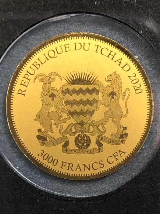 Tchad. 3000 Francs 2019/2020 Springbok + 30 Jahre Mauerfall, 2 x 1/500 Oz (.999)  (Ingen mindstepris)