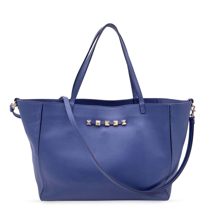 Valentino - Blue Leather Rockstud Shoulder Bag - Mulepose