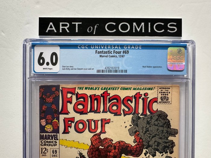 Fantastic Four #69 - Mad Thinker Appearance - CGC Graded 6.0 - Mid Grade!! - White Pages!! - 1 Graded comic - Første udgave - 1967