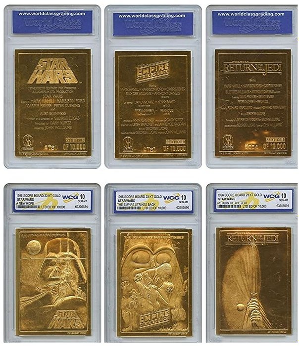 Star Wars ( Lof of 7 ) - Original Gold Cards ( 23K ) - Grade 10 - 1996 Graded card - WCG