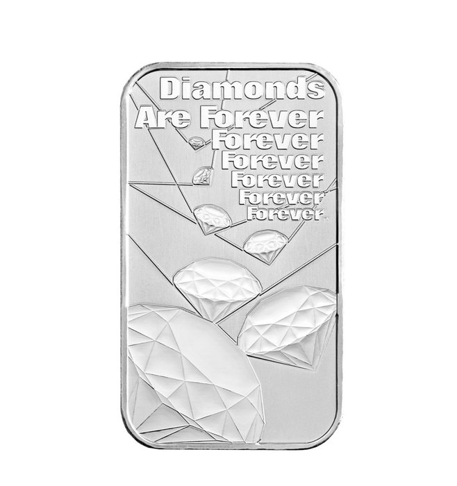 Storbritannien. Silver Bar 2022 James Bond - Diamonds are Forever, 1 Oz (.999)  (Ingen mindstepris)