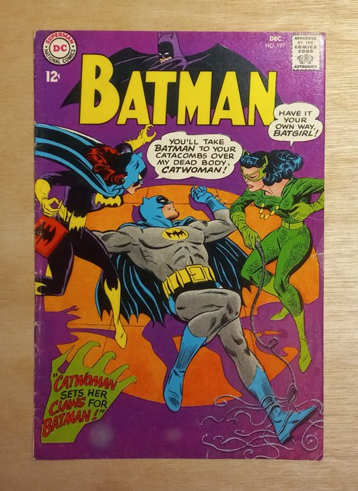 Batman #197 - A Silver Age classic! Appearance Catwoman AND Batgirl! - 1 Comic - Første udgave - 1967