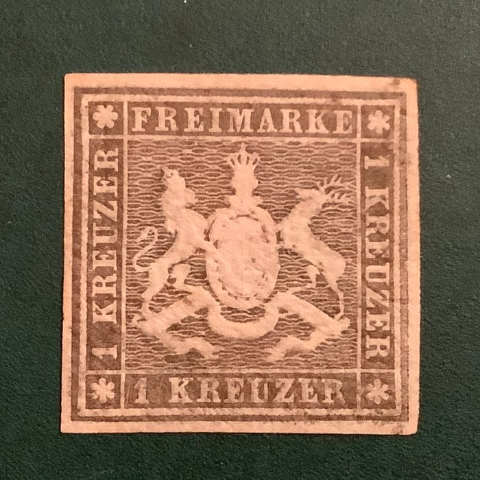 Württemberg 1859 - 1 Kreuzer våbenskjold - godkendt - Michel 11b