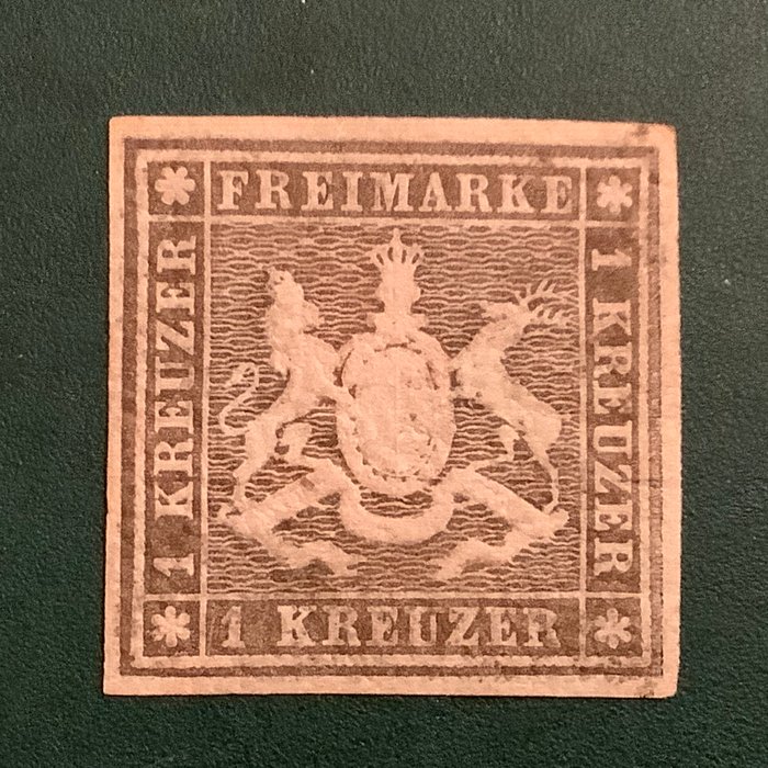 Württemberg 1859 - 1 Kreuzer våbenskjold - godkendt - Michel 11b