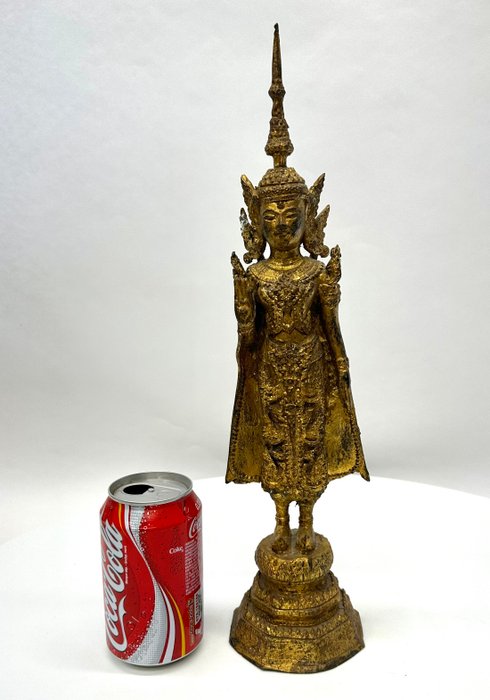 Stående Buddha af forgyldt bronze - Thailand