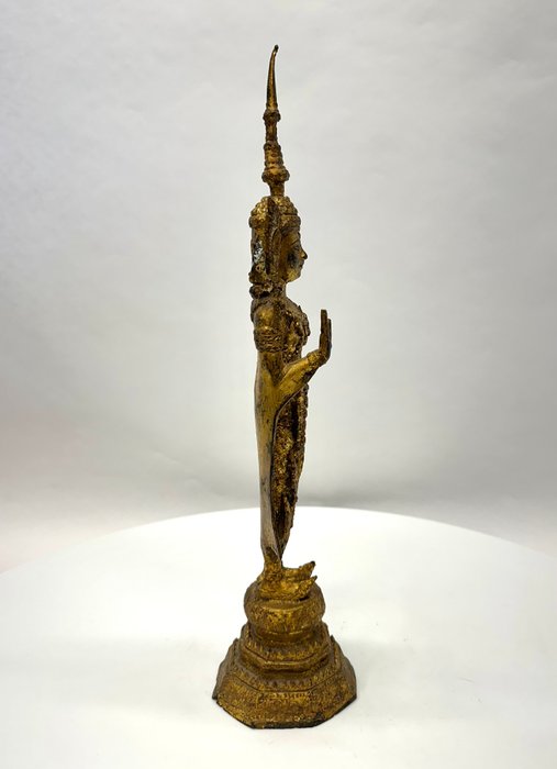 Stående Buddha af forgyldt bronze - Thailand