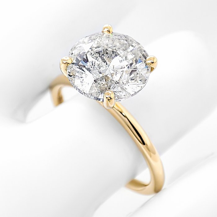 Ring - 14 karat Gulguld -  4.01ct. tw. Diamant (Natur)