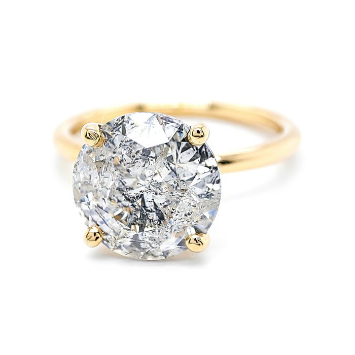 Ring - 14 karat Gulguld -  4.01ct. tw. Diamant (Natur)