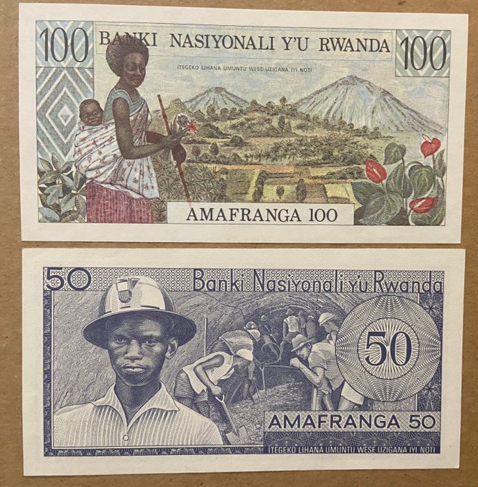 Rwanda. - 5 banknotes Francs - various dates  (Ingen mindstepris)