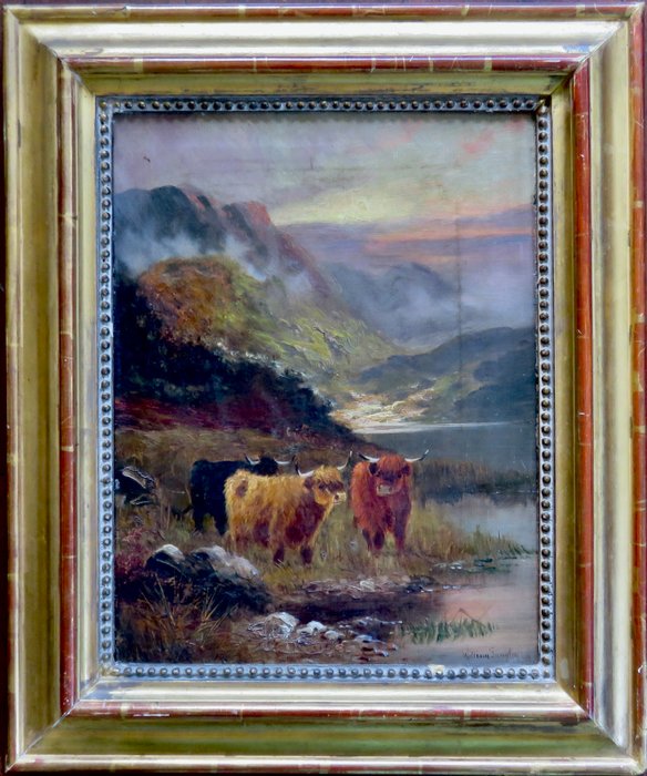 William Langley (1880-1920) - Scottish Cattle in the High Mountains