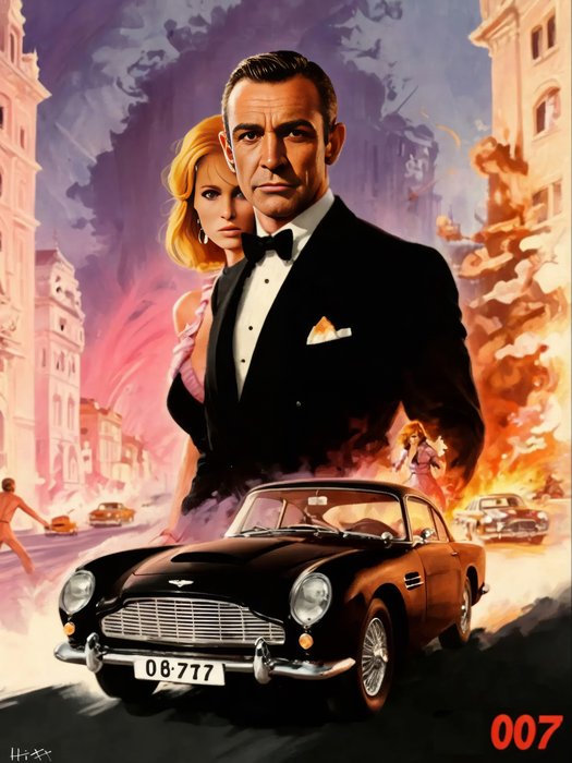 Jacob Hitt - Canvas ready-to-hang - Sean Connery as James Bond Poster Style - w/COA listed artist