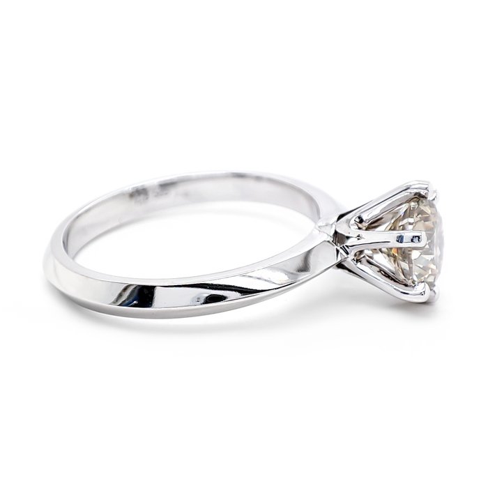 Ring - 14 karat Hvidguld -  1.22ct. tw. Grøn Diamant (Naturfarvet)