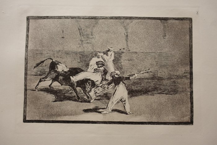 Francisco de Goya (1746-1828), after - La Tauromaquia Blatt: #8 Cogida de un moro estando en la plaza