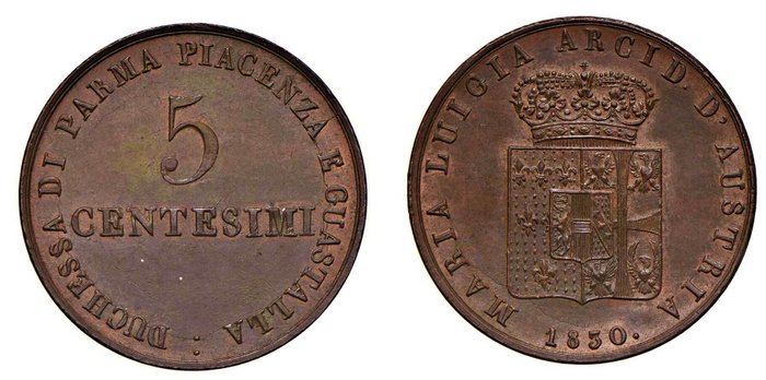 Italien Hertugdømmet Parma Piacenza og Guastalla Maria Luigia (1815-1847) 5 Centesimi