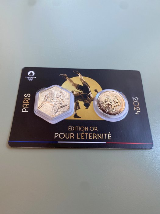 Frankrig 2 Euro / Coincard 2024 "Jeux Olympiques Paris 2024" (2 items) Proof + BU  (Ingen mindstepris)