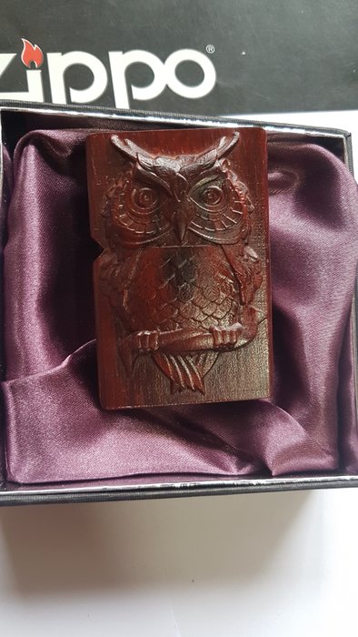 Zippo - Zippo Rarität Eule Uhu natürliches Palisander Holz Handgeschnitzt Unikat Einzelstück Zippo - Lighter - Palisander