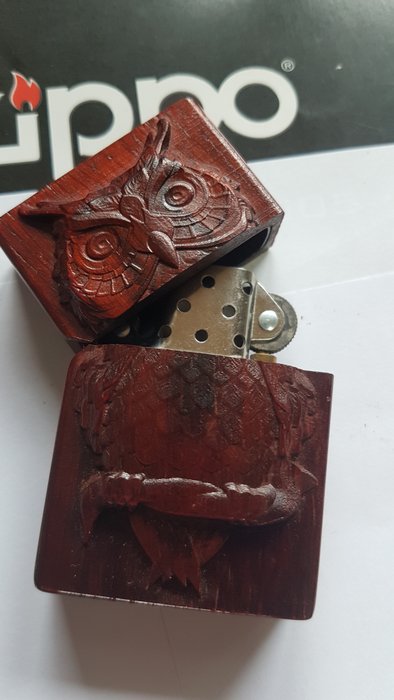 Zippo - Zippo Rarität Eule Uhu natürliches Palisander Holz Handgeschnitzt Unikat Einzelstück Zippo - Lighter - Palisander