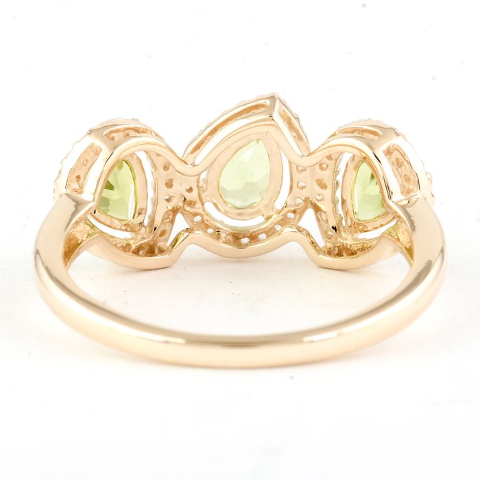 Ingen mindstepris - Ring - 14 karat Gulguld -  1.64ct. tw. Peridot - Safir