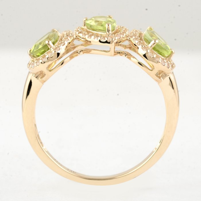 Ingen mindstepris - Ring - 14 karat Gulguld -  1.64ct. tw. Peridot - Safir