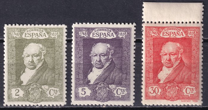 Spanien 1930 - Reign of Alfonso XIII - Goya - Edifil 500cc502cc509cc - Ændrede farver