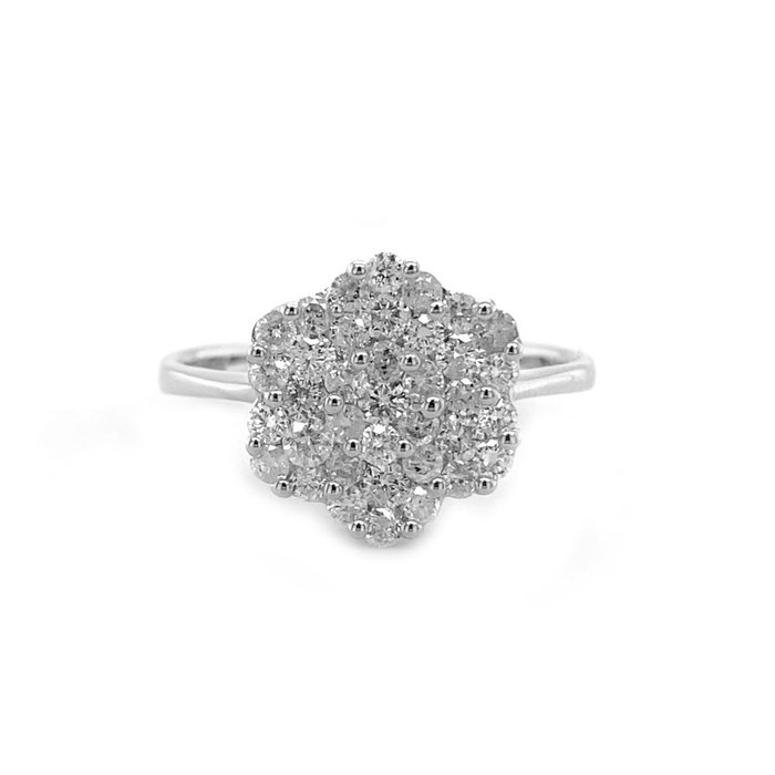 Ring - 14 karat Hvidguld -  0.74ct. tw. Diamant (Natur)