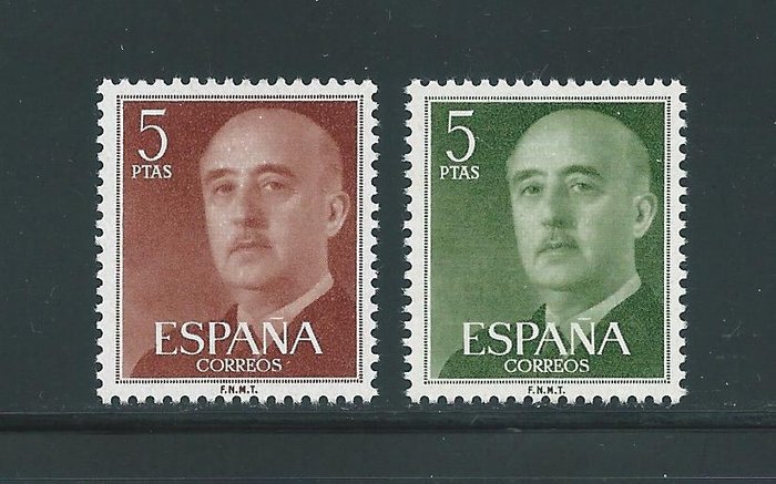 Spanien 1955/1956 - Frank farvefejl 5 pesetas