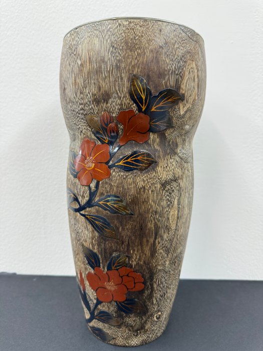 Vase - Træ - Japan - Trævase 木製花瓶  (Ingen mindstepris)