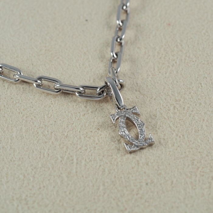 Cartier - Kæde - Spartacus Chain + Double Charm Logo Pendant - 18 kraat Hvidguld - Cartier servicepapirer