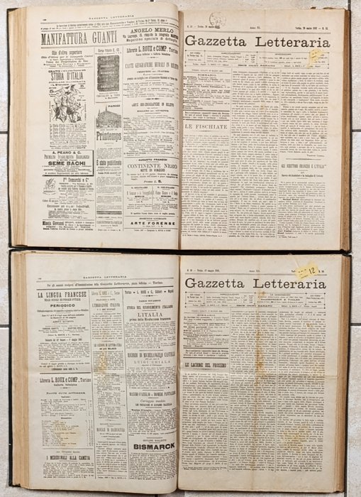 Rivista Gazzetta Letteraria - Lotto di 105 numeri - 1887-1888