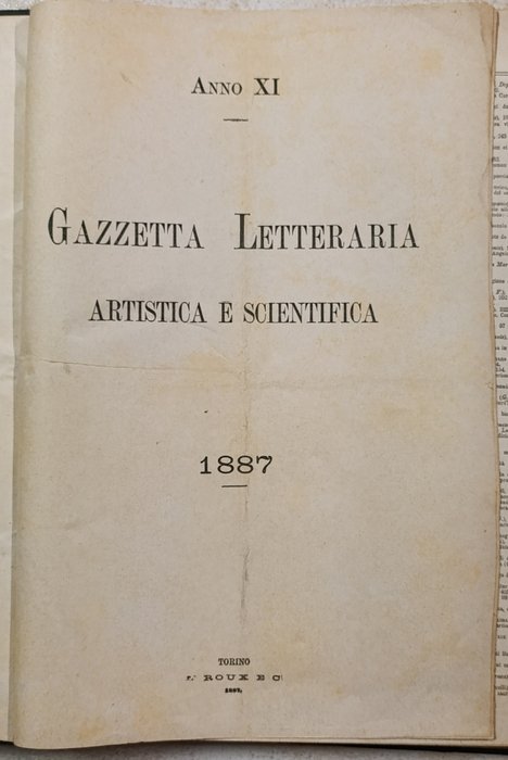 Rivista Gazzetta Letteraria - Lotto di 105 numeri - 1887-1888