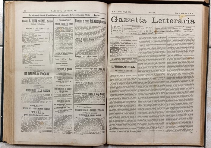 Rivista Gazzetta Letteraria - Lotto di 105 numeri - 1887-1888