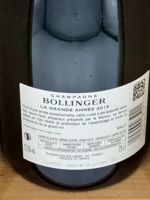 2015 Bollinger, La Grande Année - Champagne - 1 Flaske (0,75L)