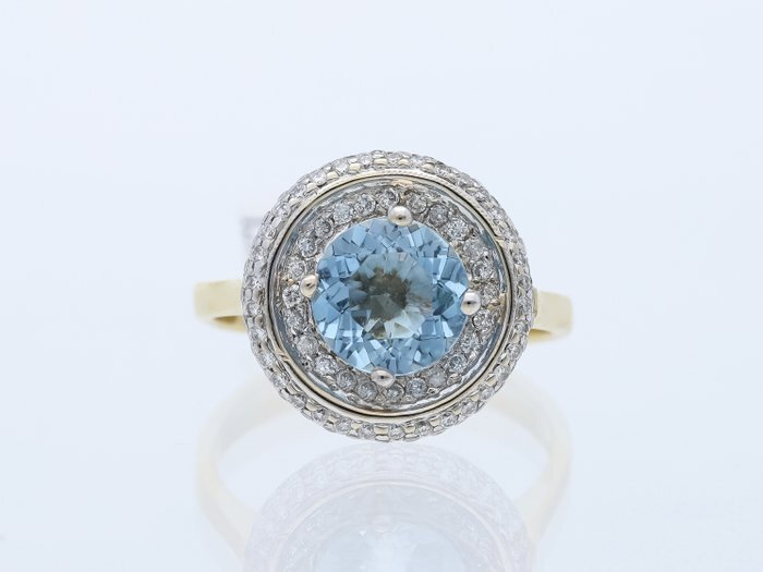 Ring - 18 kraat Gulguld -  2.02ct. tw. Topas - Diamant