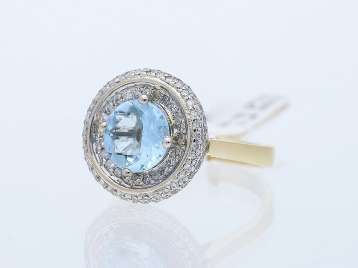 Ring - 18 kraat Gulguld -  2.02ct. tw. Topas - Diamant