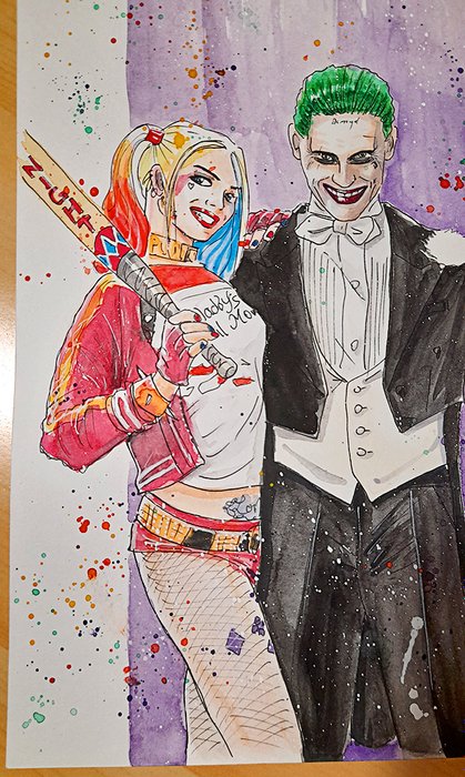 Giordano, Vincenzo - 1 Original colour drawing - Harley Quinn, Joker, Joker Loves Harley - 2024