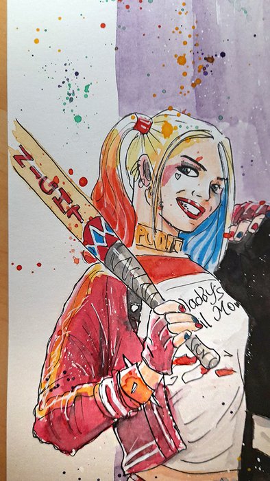 Giordano, Vincenzo - 1 Original colour drawing - Harley Quinn, Joker, Joker Loves Harley - 2024