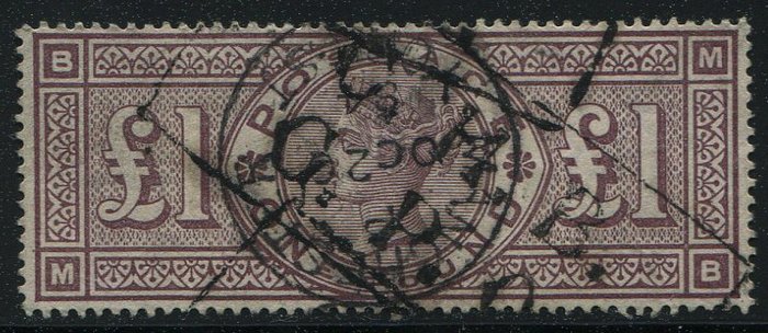 Storbritannien 1884 - £1 brun lilla vandmærke Kroner - Stanley Gibbons nr 185