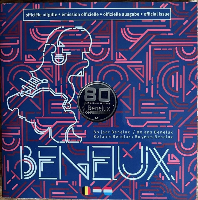 Benelux. BeNeLux set 2024 "80 Jaar Benelux" (incl. penning)  (Ingen mindstepris)